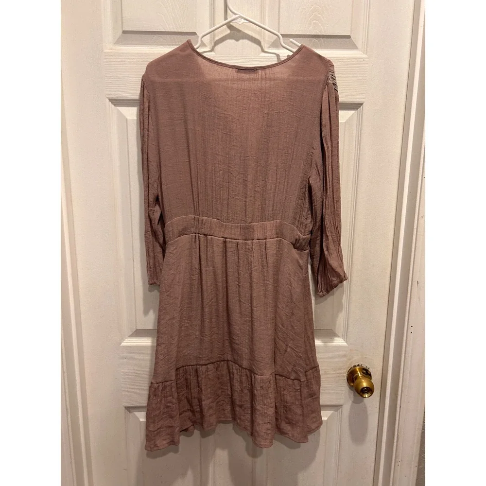 Baltic Born Amelia Dress Mauve Dusty‎ Lavender Lace Trim Mini XL Boho Ruffle Hem